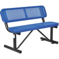 Global Industrial 48L Outdoor Steel Bench with Backrest, Perforated Metal, Blue 695744BL